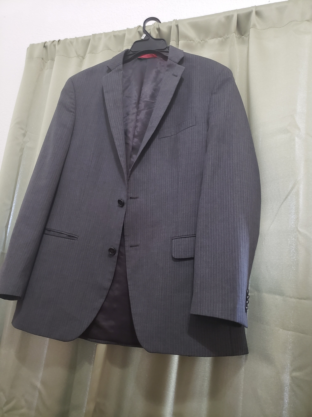 Alfani Macy's Mens Gray 100% Wool Blazer  Men's Dark Gray Pinstripe Suit Blazer